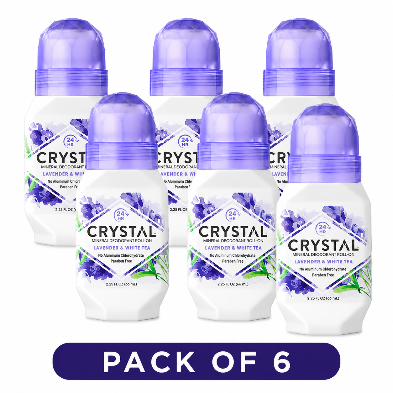 Crystal Essence Mineral Deodorant Roll-On Lavender & White Tea 2.25 oz Crystal Essence